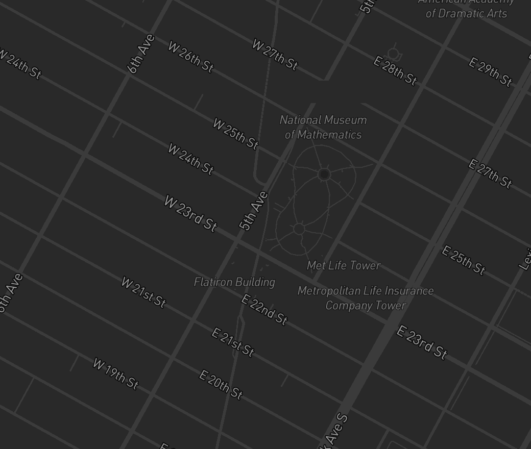 A quiet city map with no dot on it